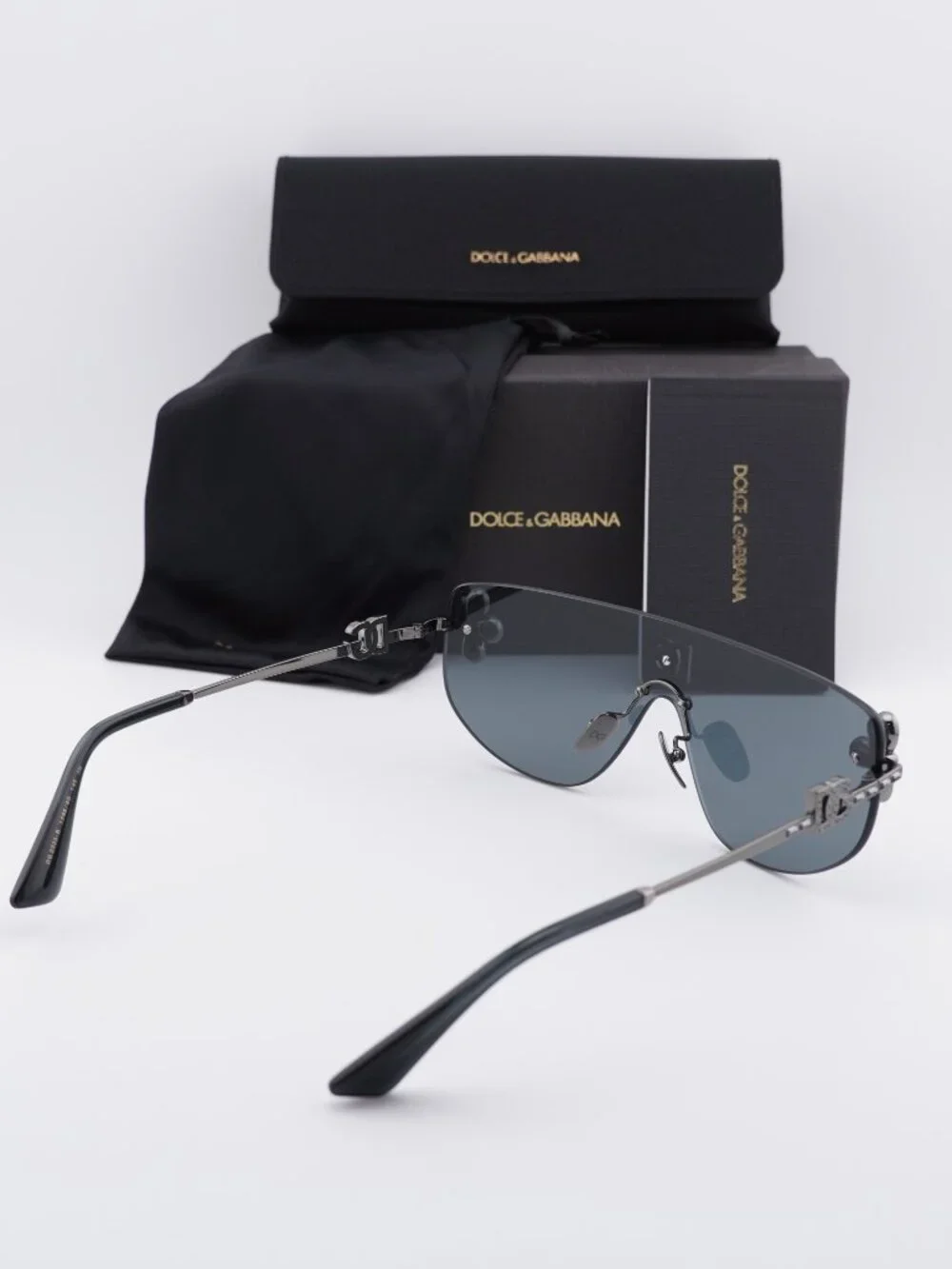 Dolce & Gabbana DG2333B 12866G Shield Sunglasses - Gunmetal / Grey